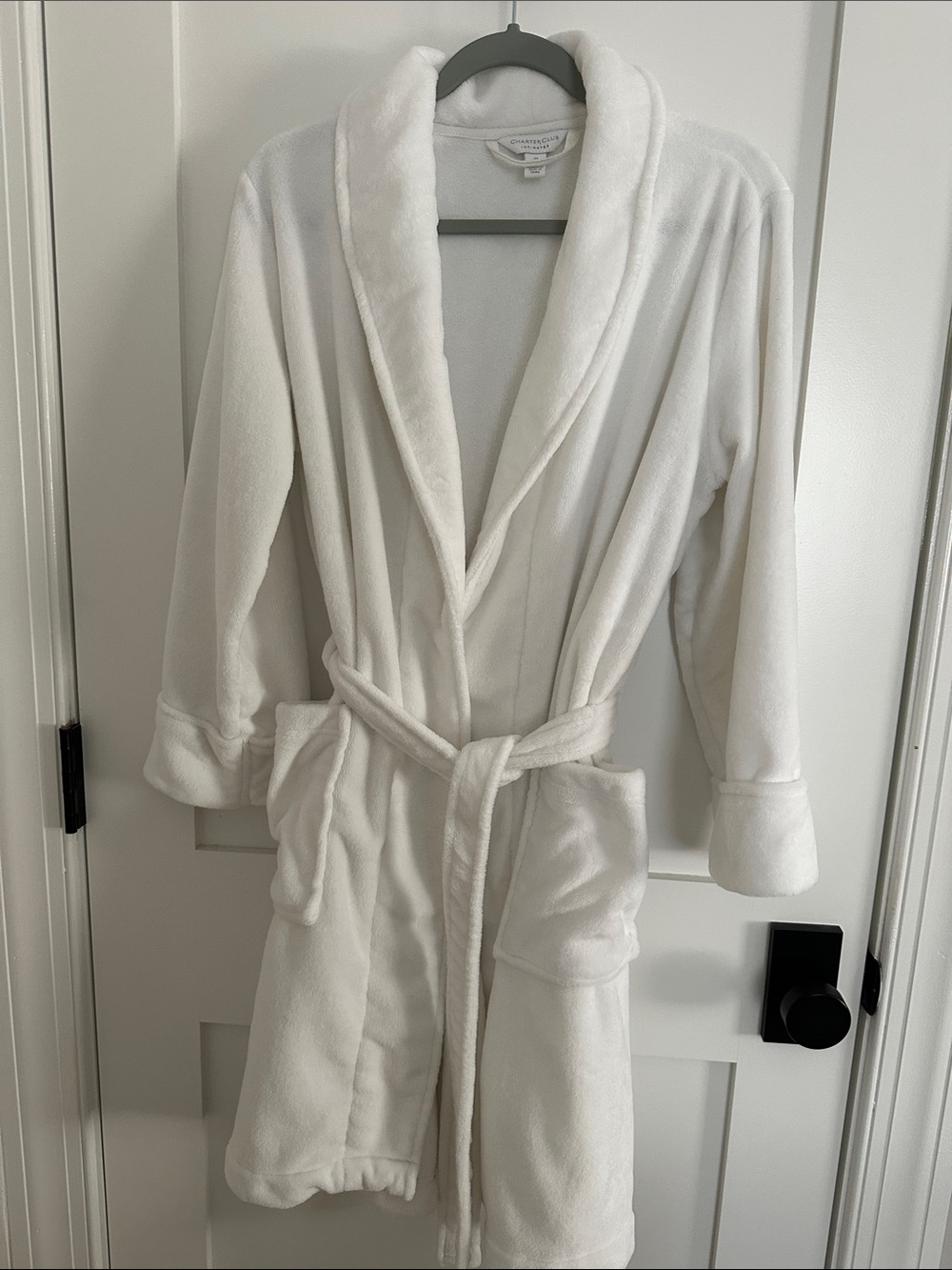 Charter Club Plush Shawl-Collar Bath Robe in White